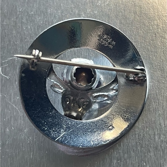 Mizpah Elk Silver Toned Faux Purple Gemstone  Brooch - Picture 3 of 6